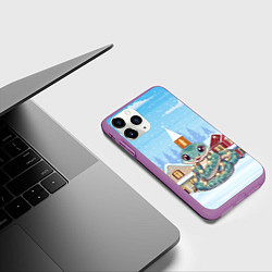 Чехол iPhone 11 Pro матовый Змейка 2025 новый год, цвет: 3D-фиолетовый — фото 2