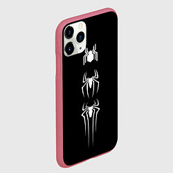Чехол iPhone 11 Pro матовый Три паука - Спайдерверс, цвет: 3D-малиновый — фото 2