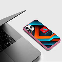Чехол iPhone 11 Pro матовый Dota 2 абстракция из линий, цвет: 3D-малиновый — фото 2