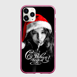 Чехол iPhone 11 Pro матовый Девушка с карамельной тростью, цвет: 3D-малиновый