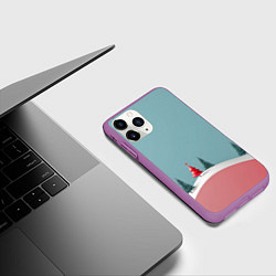 Чехол iPhone 11 Pro матовый Новый год минимализм, цвет: 3D-фиолетовый — фото 2