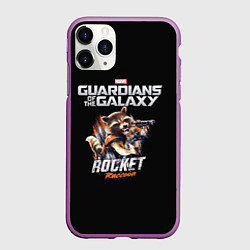 Чехол iPhone 11 Pro матовый Ракета стражи галактики, цвет: 3D-фиолетовый