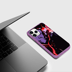 Чехол iPhone 11 Pro матовый Красный разлом в камне, цвет: 3D-фиолетовый — фото 2