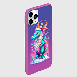 Чехол iPhone 11 Pro матовый Новогодний дракончик - нейроарт, цвет: 3D-фиолетовый — фото 2