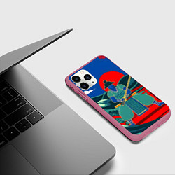 Чехол iPhone 11 Pro матовый Яркий ретро самурай, цвет: 3D-малиновый — фото 2