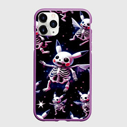 Чехол iPhone 11 Pro матовый Паттерн из покемон скелетиков, цвет: 3D-фиолетовый