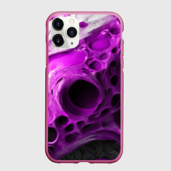 Чехол iPhone 11 Pro матовый Фиолетово-белая абстрактная структура, цвет: 3D-малиновый