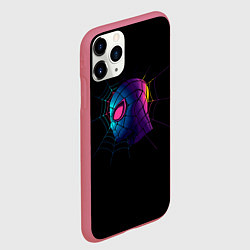 Чехол iPhone 11 Pro матовый Неоновый человек паук, цвет: 3D-малиновый — фото 2