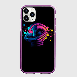 Чехол iPhone 11 Pro матовый Неоновый человек муравей, цвет: 3D-фиолетовый