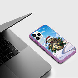 Чехол iPhone 11 Pro матовый Агрессивная новогодняя змея, цвет: 3D-фиолетовый — фото 2