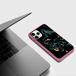 Чехол iPhone 11 Pro матовый Безумие волн, цвет: 3D-малиновый — фото 2