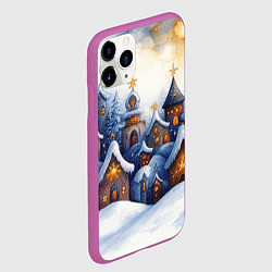 Чехол iPhone 11 Pro матовый Снежный новогодний городок, цвет: 3D-фиолетовый — фото 2