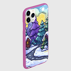 Чехол iPhone 11 Pro матовый Разноцветный новогодний дворик, цвет: 3D-фиолетовый — фото 2