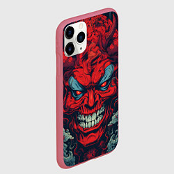 Чехол iPhone 11 Pro матовый Red demon Oni, цвет: 3D-малиновый — фото 2
