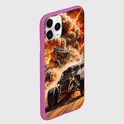 Чехол iPhone 11 Pro матовый Mad Max - explosion cars, цвет: 3D-фиолетовый — фото 2