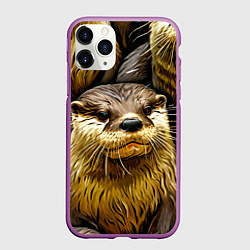 Чехол iPhone 11 Pro матовый Выдры, цвет: 3D-фиолетовый