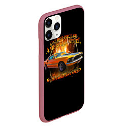 Чехол iPhone 11 Pro матовый Автомобиль Ford Mustang, цвет: 3D-малиновый — фото 2