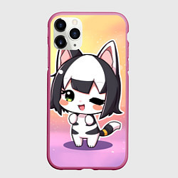 Чехол iPhone 11 Pro матовый Куроми на радужном фоне, цвет: 3D-малиновый