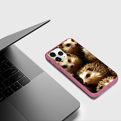 Чехол iPhone 11 Pro матовый Ежи, цвет: 3D-малиновый — фото 2