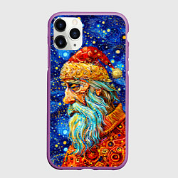 Чехол iPhone 11 Pro матовый Santa Claus: pop-art-brut-nouveau pointillism, цвет: 3D-фиолетовый