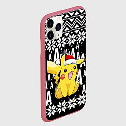 Чехол iPhone 11 Pro матовый Пикачу свитер ugly black, цвет: 3D-малиновый — фото 2