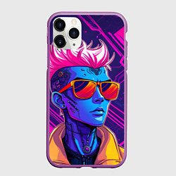 Чехол iPhone 11 Pro матовый Неоновый панк, цвет: 3D-фиолетовый