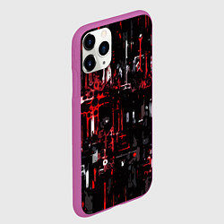 Чехол iPhone 11 Pro матовый Бело-красная тревожная абстракция на чёрном фоне, цвет: 3D-фиолетовый — фото 2