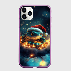 Чехол iPhone 11 Pro матовый Новогодняя змея в гирлянде, цвет: 3D-фиолетовый