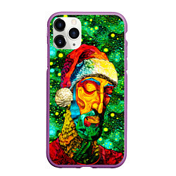 Чехол iPhone 11 Pro матовый Ded Moroz: pop-art-brut-nouveau pointillism, цвет: 3D-фиолетовый