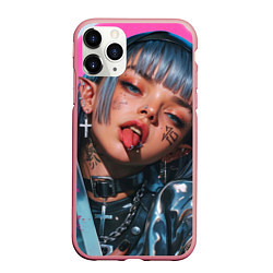 Чехол iPhone 11 Pro матовый Future samurai pink girl, цвет: 3D-баблгам