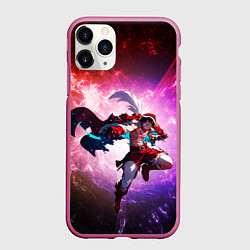 Чехол iPhone 11 Pro матовый Эпический Луффи в Новый Год - Ван Пис, цвет: 3D-малиновый