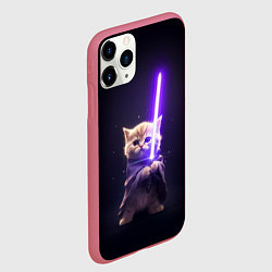 Чехол iPhone 11 Pro матовый Котик джедай, цвет: 3D-малиновый — фото 2