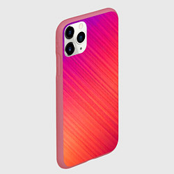 Чехол iPhone 11 Pro матовый Градиент в косую полоску, цвет: 3D-малиновый — фото 2