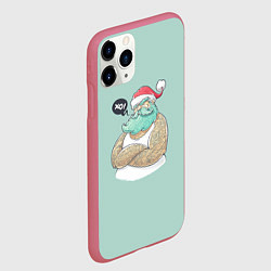 Чехол iPhone 11 Pro матовый Современный дед мороз, цвет: 3D-малиновый — фото 2