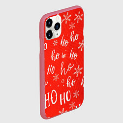 Чехол iPhone 11 Pro матовый Новый год ho ho ho, цвет: 3D-малиновый — фото 2