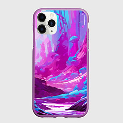 Чехол iPhone 11 Pro матовый Фиолетовая кислотная абстракция, цвет: 3D-фиолетовый