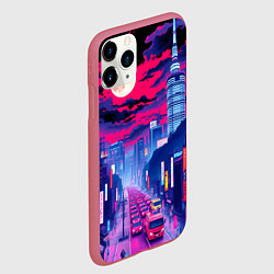 Чехол iPhone 11 Pro матовый Яркий японский мегаполис, цвет: 3D-малиновый — фото 2