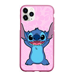 Чехол iPhone 11 Pro матовый Stitch on a pink background, цвет: 3D-малиновый