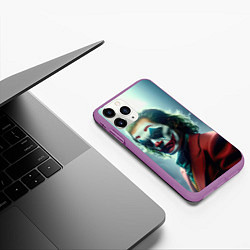 Чехол iPhone 11 Pro матовый Джокер портрет, цвет: 3D-фиолетовый — фото 2