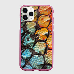 Чехол iPhone 11 Pro матовый Змеиные чешуйки, цвет: 3D-малиновый