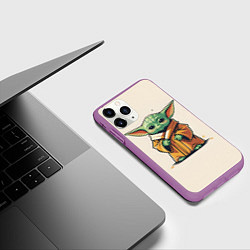 Чехол iPhone 11 Pro матовый Малыш Грогу - Мандолорец, цвет: 3D-фиолетовый — фото 2