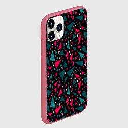 Чехол iPhone 11 Pro матовый Синие красные треугольники на черном фоне, цвет: 3D-малиновый — фото 2
