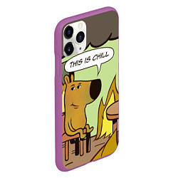 Чехол iPhone 11 Pro матовый This is chill - this is fine мем, цвет: 3D-фиолетовый — фото 2