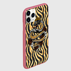 Чехол iPhone 11 Pro матовый Королевская кобра, цвет: 3D-малиновый — фото 2