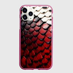 Чехол iPhone 11 Pro матовый Змеиная броня, цвет: 3D-малиновый