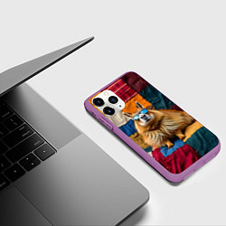 Чехол iPhone 11 Pro матовый Яркий пэчворк с капибарой, цвет: 3D-фиолетовый — фото 2