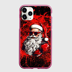 Чехол iPhone 11 Pro матовый Санта Клаус в красках, цвет: 3D-малиновый