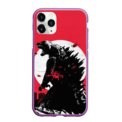 Чехол iPhone 11 Pro матовый Godzilla destroys the city, цвет: 3D-фиолетовый