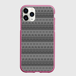 Чехол iPhone 11 Pro матовый Светлый серый геометрический орнамент, цвет: 3D-малиновый