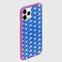 Чехол iPhone 11 Pro матовый Чёрно-белые фигуры на синем фоне, цвет: 3D-фиолетовый — фото 2